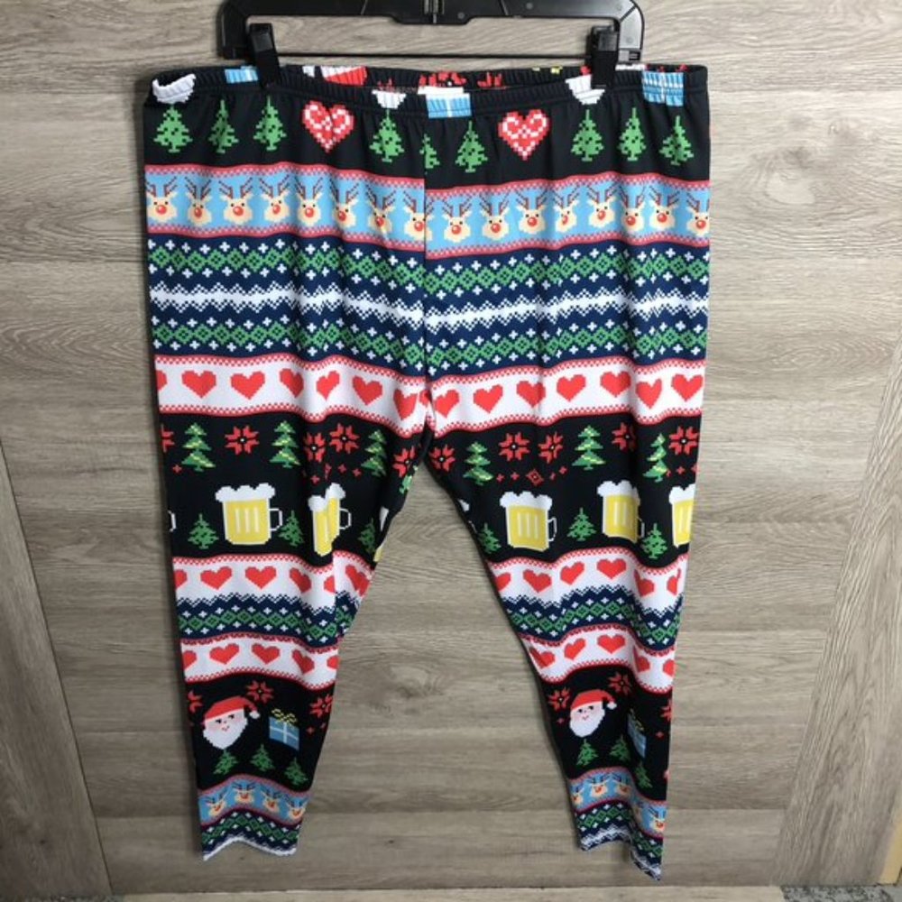 CowCow Womens 4XL Christmas Tree Retro Leggings